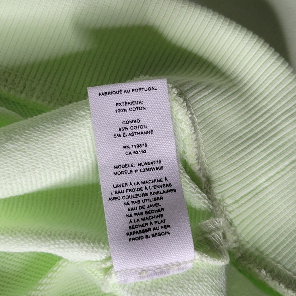 Helmut Lang Embroidered French Cotton Terry Hoodie Neon Lime Women's XS - Picture 12 of 15